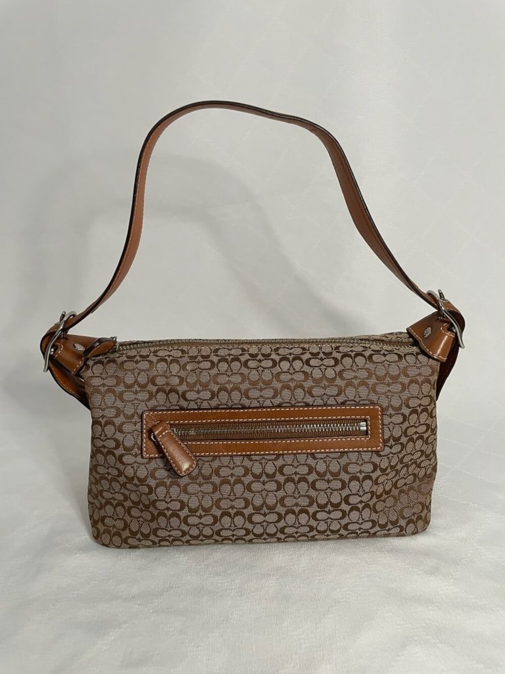 Vintage Coach Brown Monogram Canvas & Leather Mini Shoulder Bag